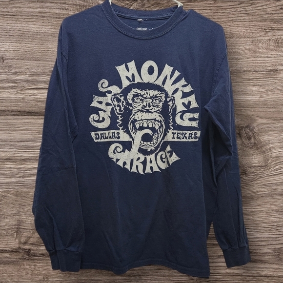 Vintage Y2K Gas Monkey Garage Dallas Texas Long Sleeve Tee Unisex Size M Navy - Picture 1 of 3